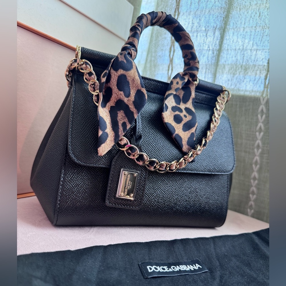 Authentic Dolce & Gabbana Small Satchel with Leopard Scarf